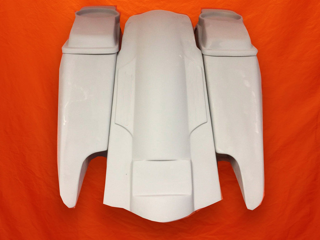 Harley Davidson 2014-2015 5" Fifty Five Extended Stretched Saddlebag Fender Kit Ÿ?? Dual Cut Outs 6 x 9 Speaker Lids