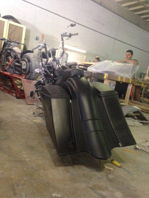 Harley Davidson 6" Heritage Softail Out & Down Extended Saddlebags, No lids LED Fender No Cutouts